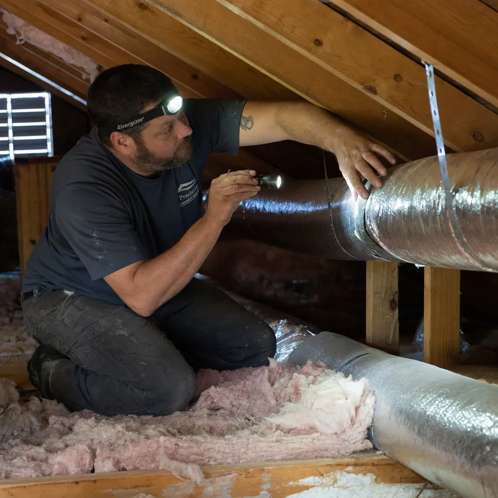 HVAC contractor working at job site