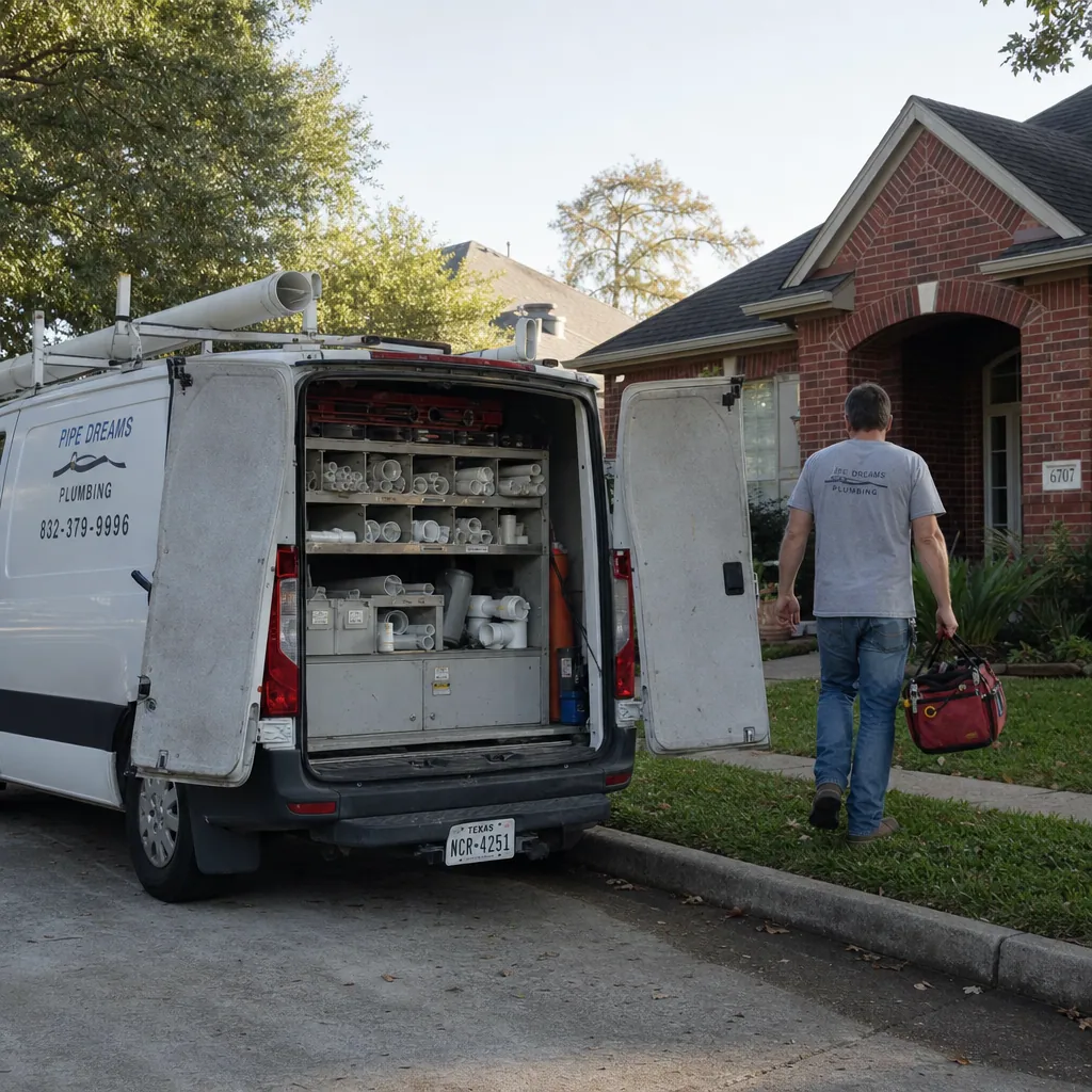 Licensed plumber working at a commercial plumbing panel